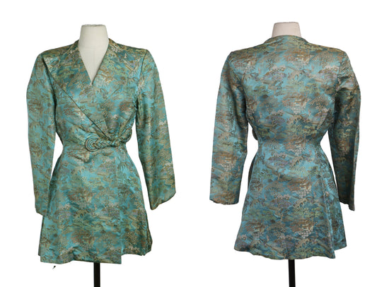 Vintage Brocade Green Coat - Made in China