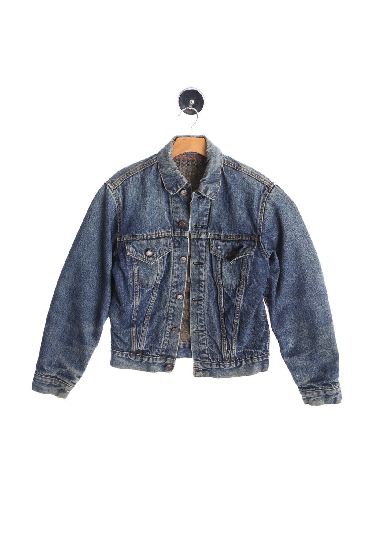Vintage Levi's Blue Denim Trucker Jacket with Wool Lining