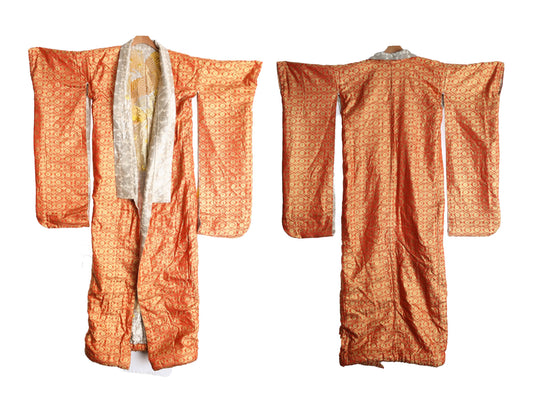 Vintage Kimono Robe with Peacock Embroidery