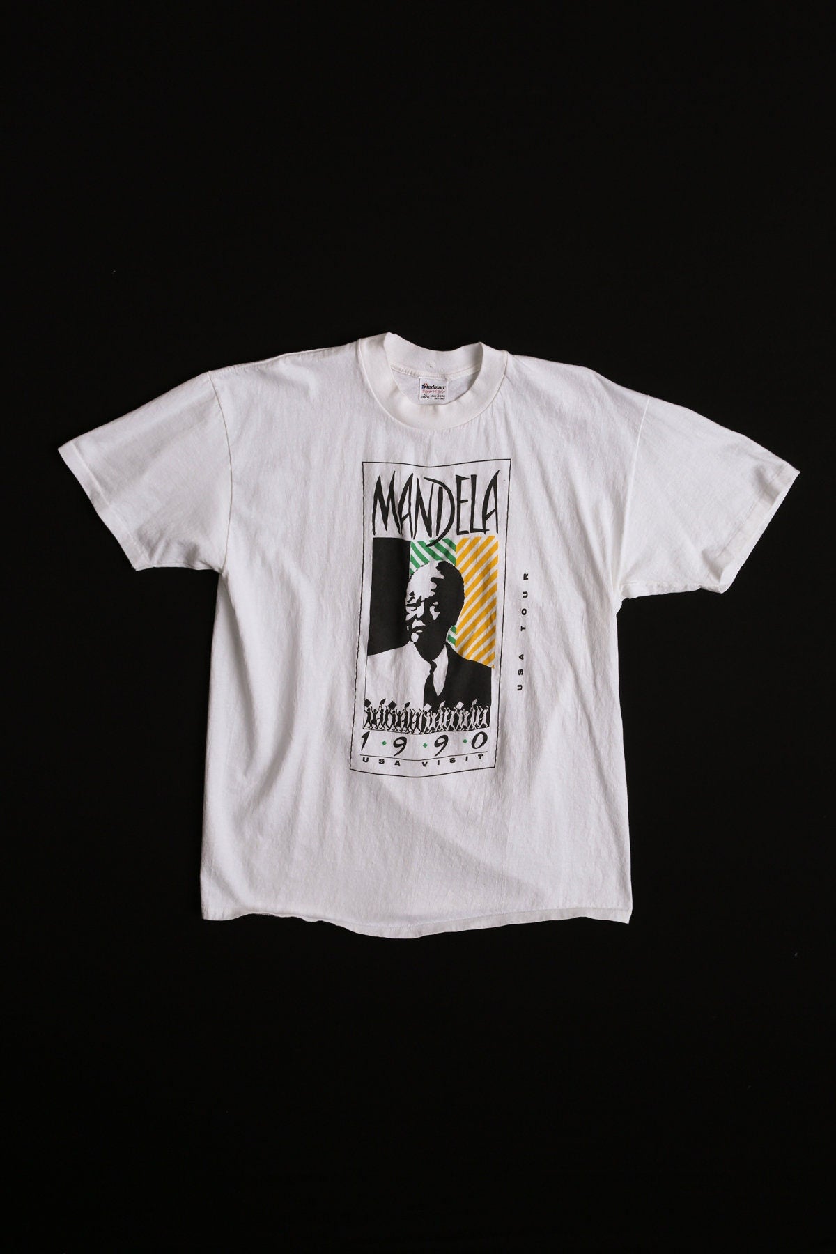 1990 Mandela USA Visit White Graphic T-shirt