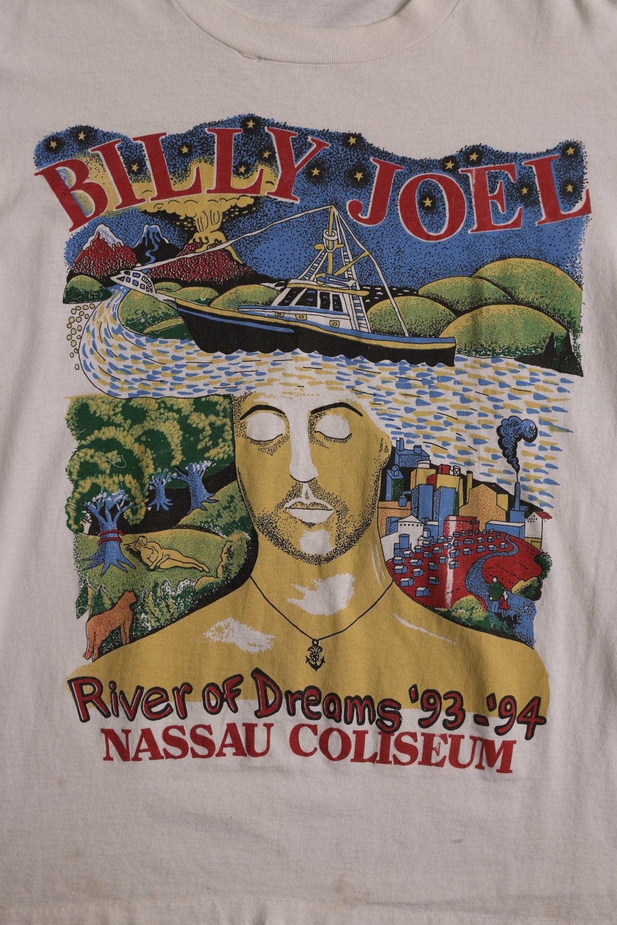 Billy Joel River of Dreams 93 - 94 Nassau Coliseum white graphic T-shirt