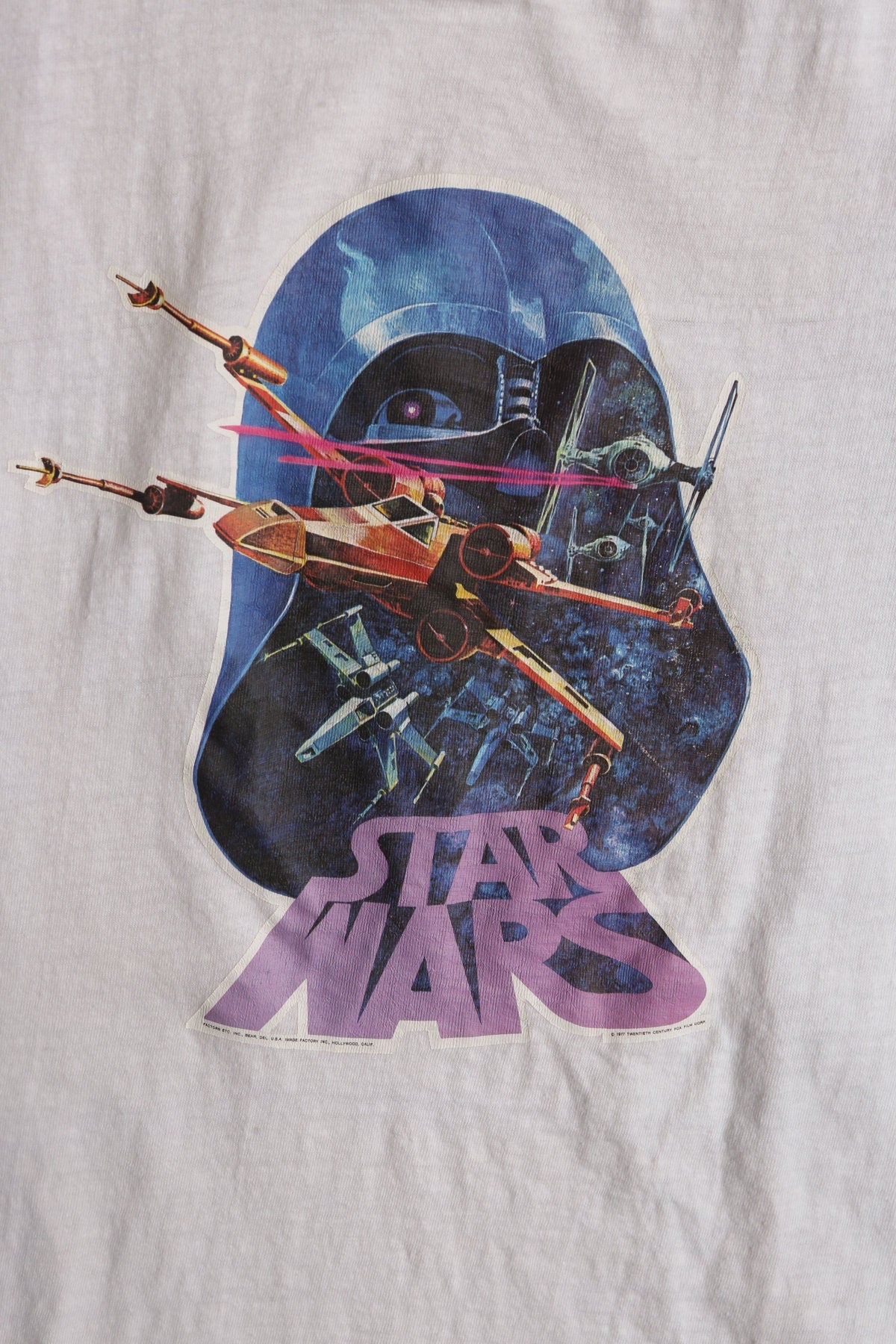 Vintage Iron Print White T-shirt with Star Wars Graphic