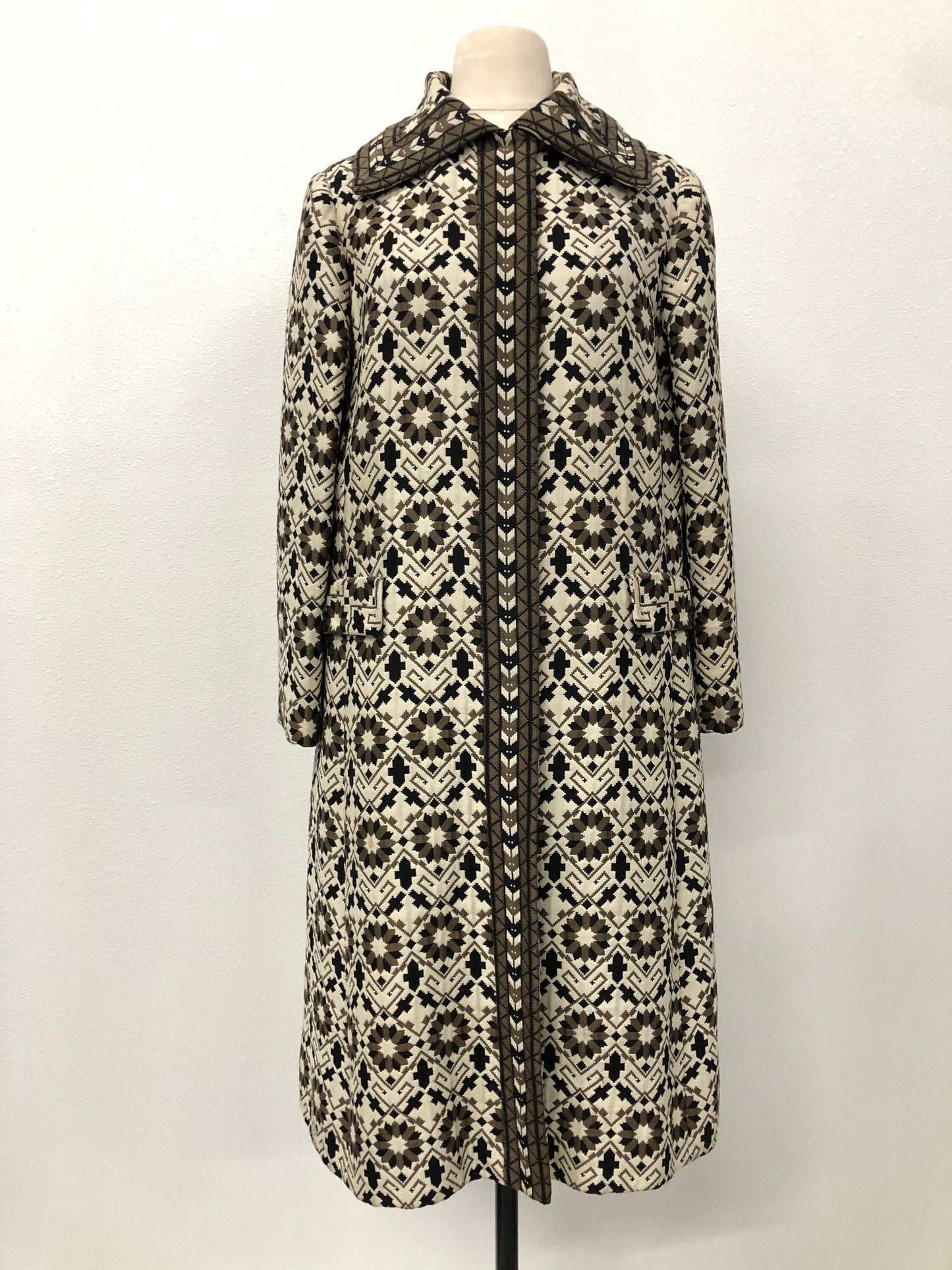 Stella braun geometric print new york coat winter black white vintage women