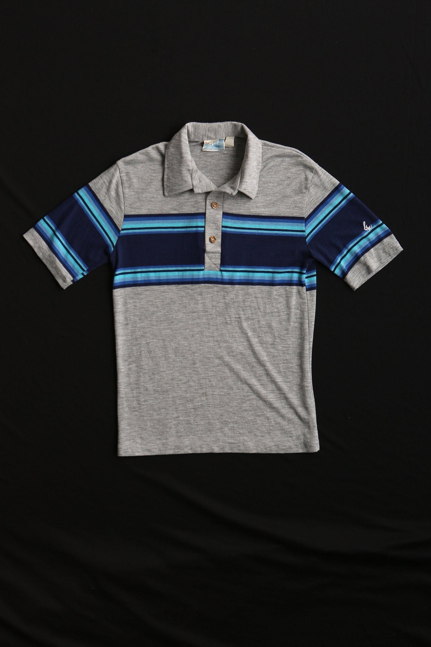 Vintage surfing t-shirt shirt blue wave striped gray blue 70's ビンテージ シャツ