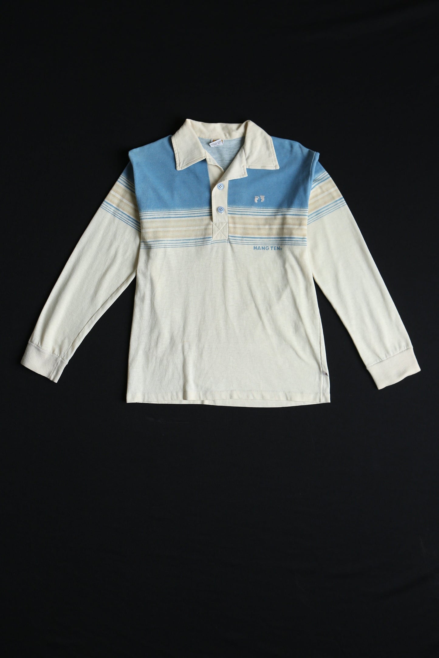 Vintage hang ten t-shirt long sleeve shirt surf men blue beige skate 70's 1970's