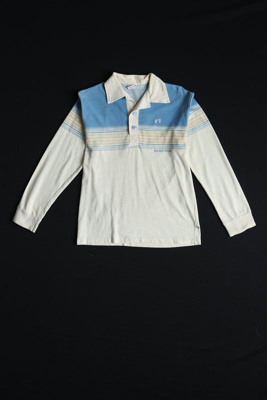 Vintage hang ten t-shirt long sleeve shirt surf men blue beige skate 70's 1970's