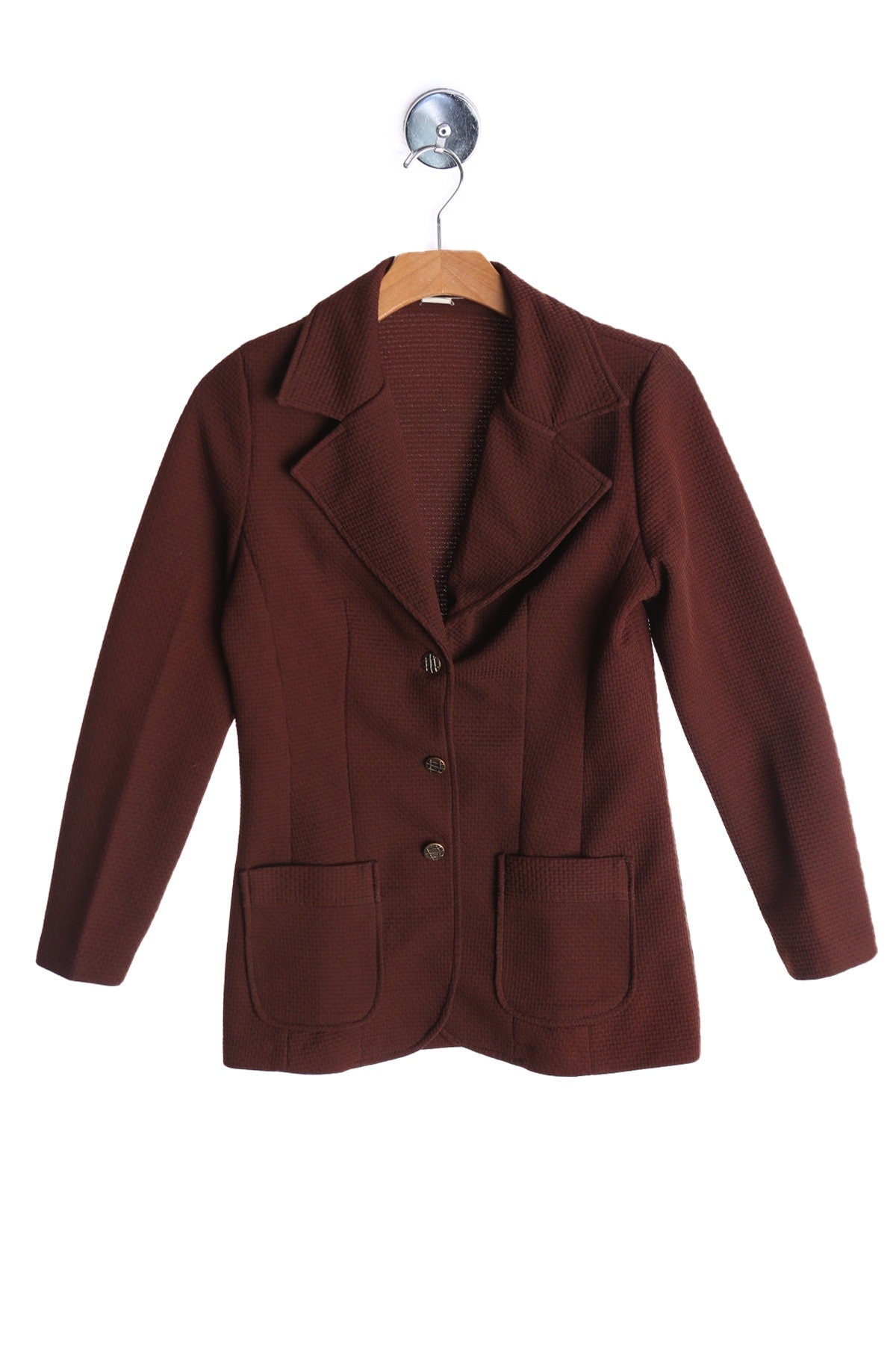 1970s Women Brown Poly Suit