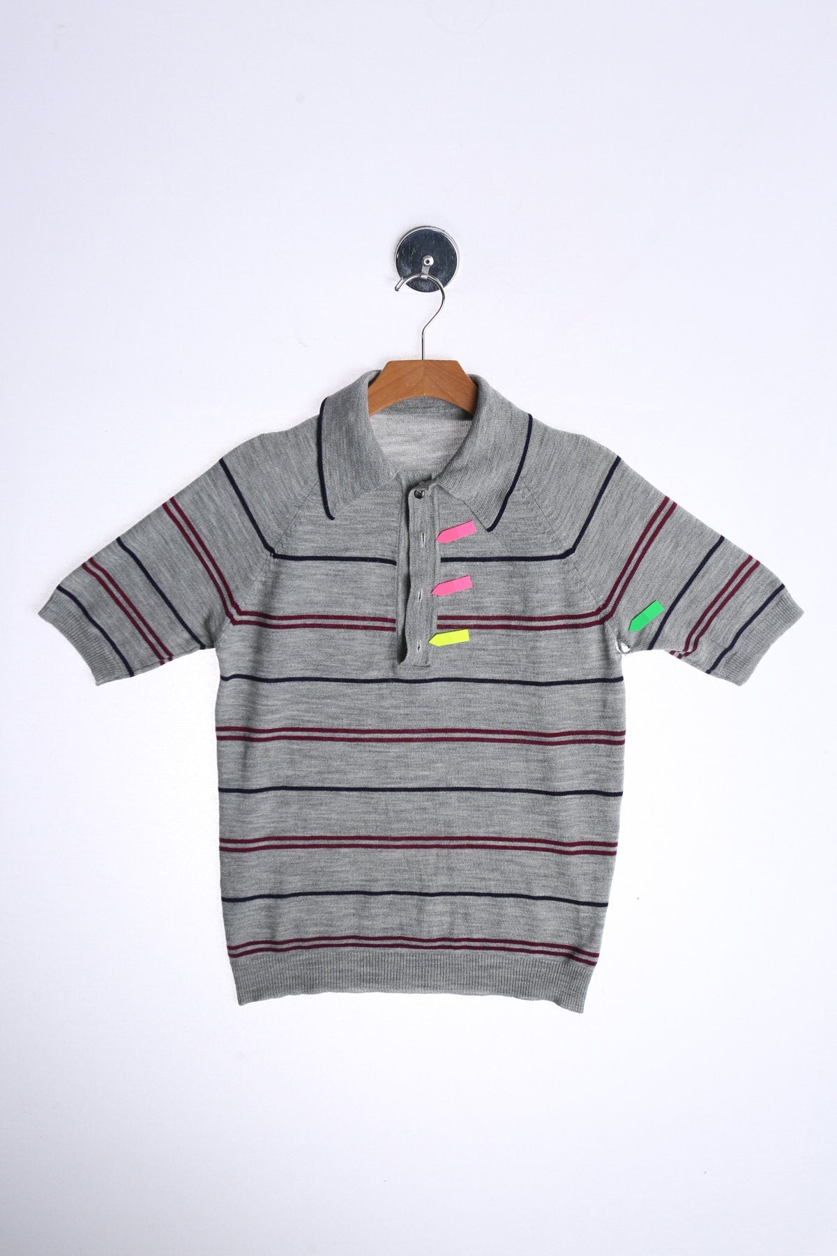 Men Striped Gray Mod Shirt - Era 1960s - 1970s