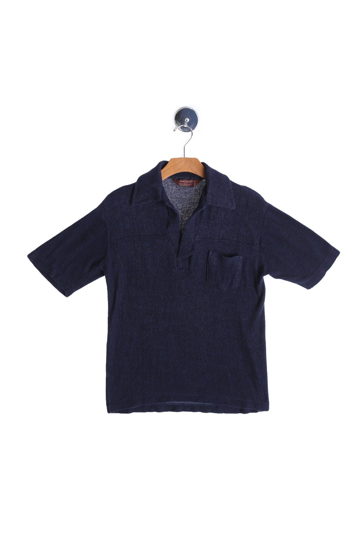 Men's Blue Terrycloth Shirt by Kingsport - Era 1970s - 1980s