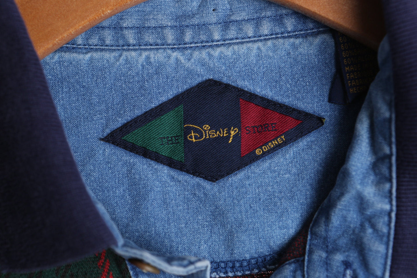 Vintage Mickey Mouse Green Plaid Long Sleeve Polo Shirt