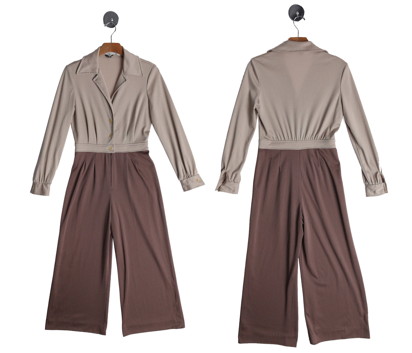 1970s Women Brown Poly Jumpsuit