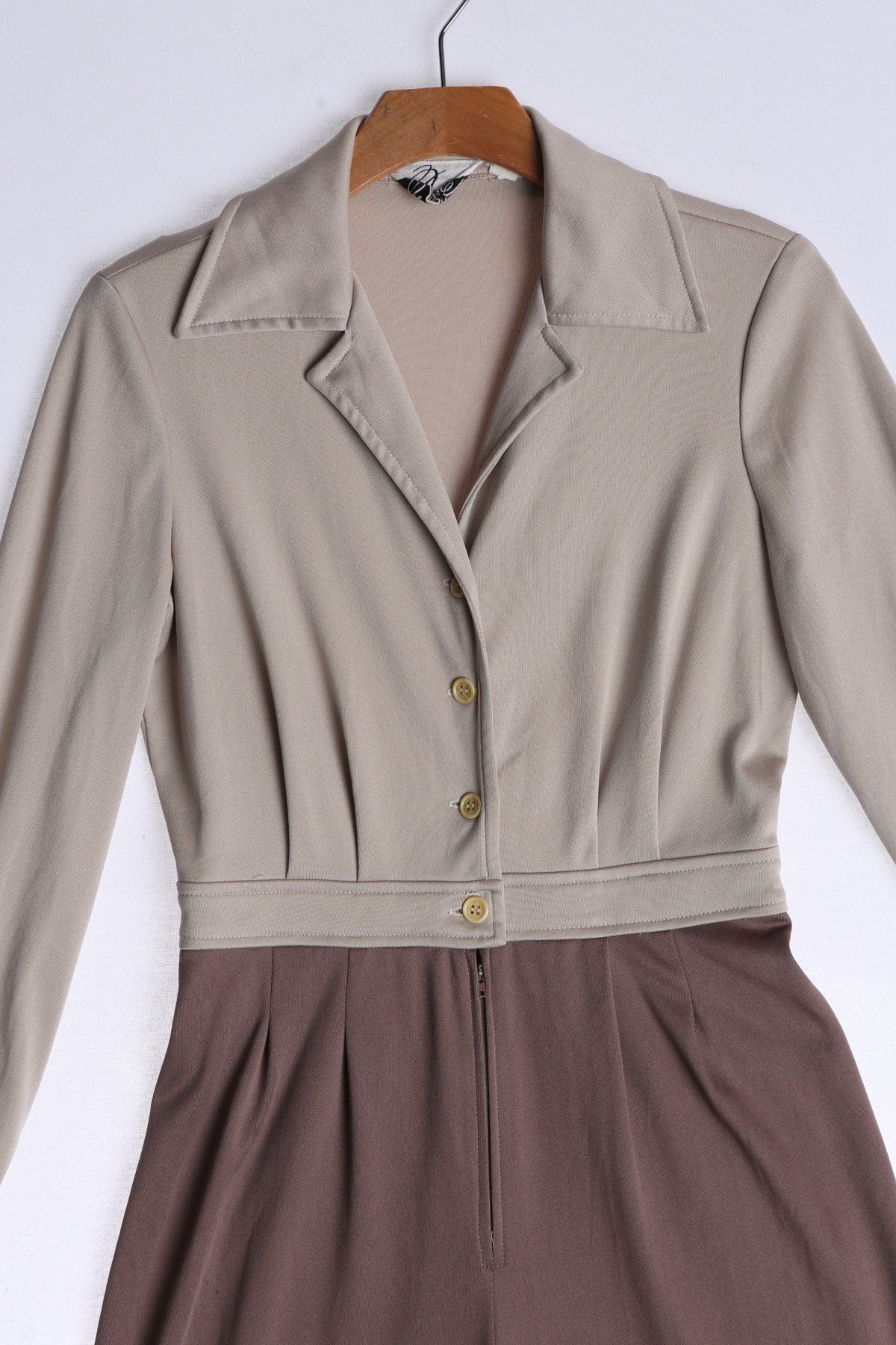 1970s Women Brown Poly Jumpsuit