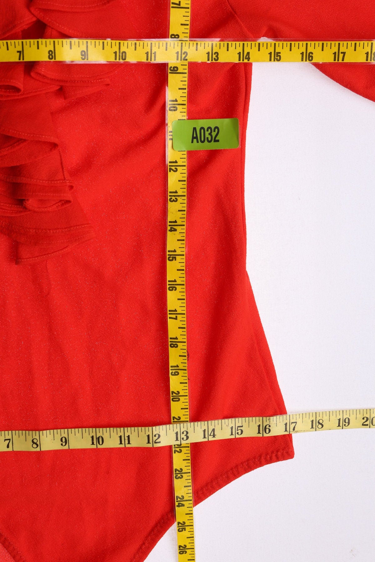 Women Red Poly Leotard with Collar Ruffles