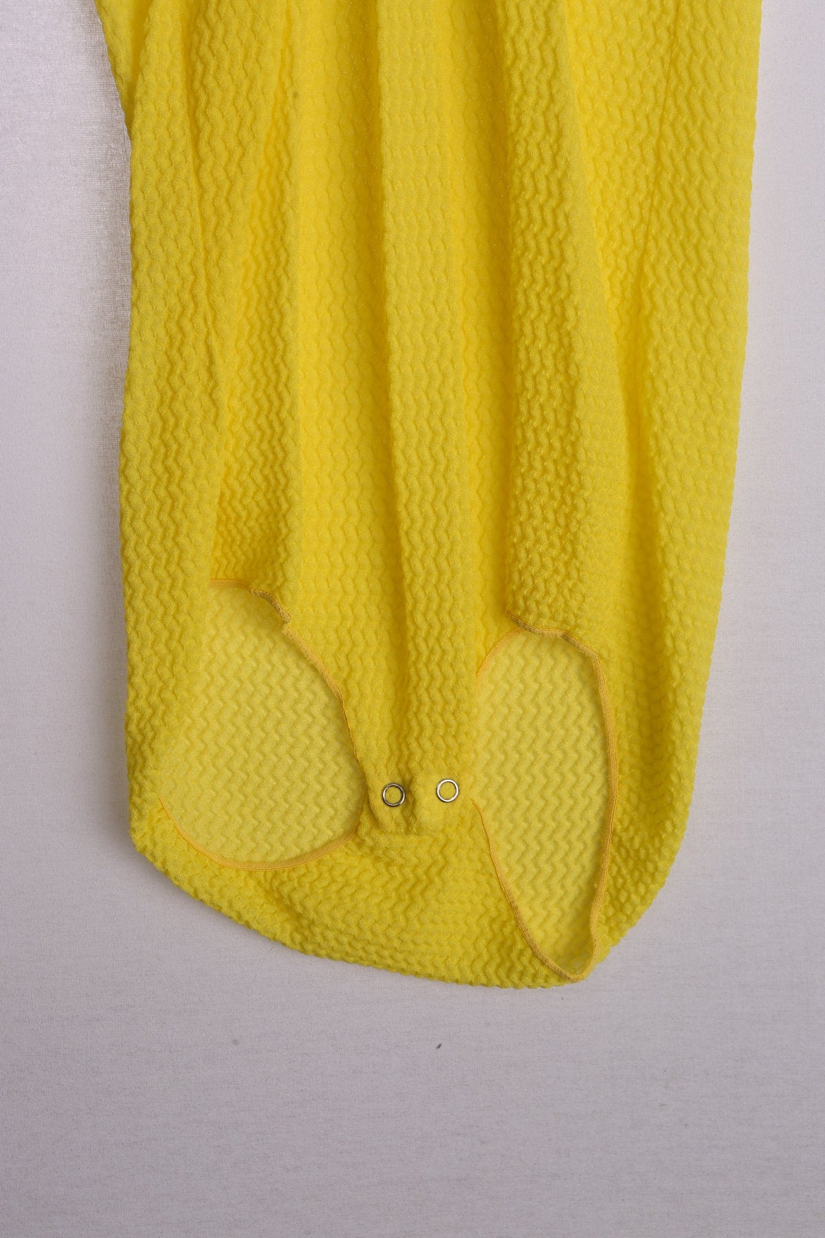 1970s Yellow Leotard Top with White Collar