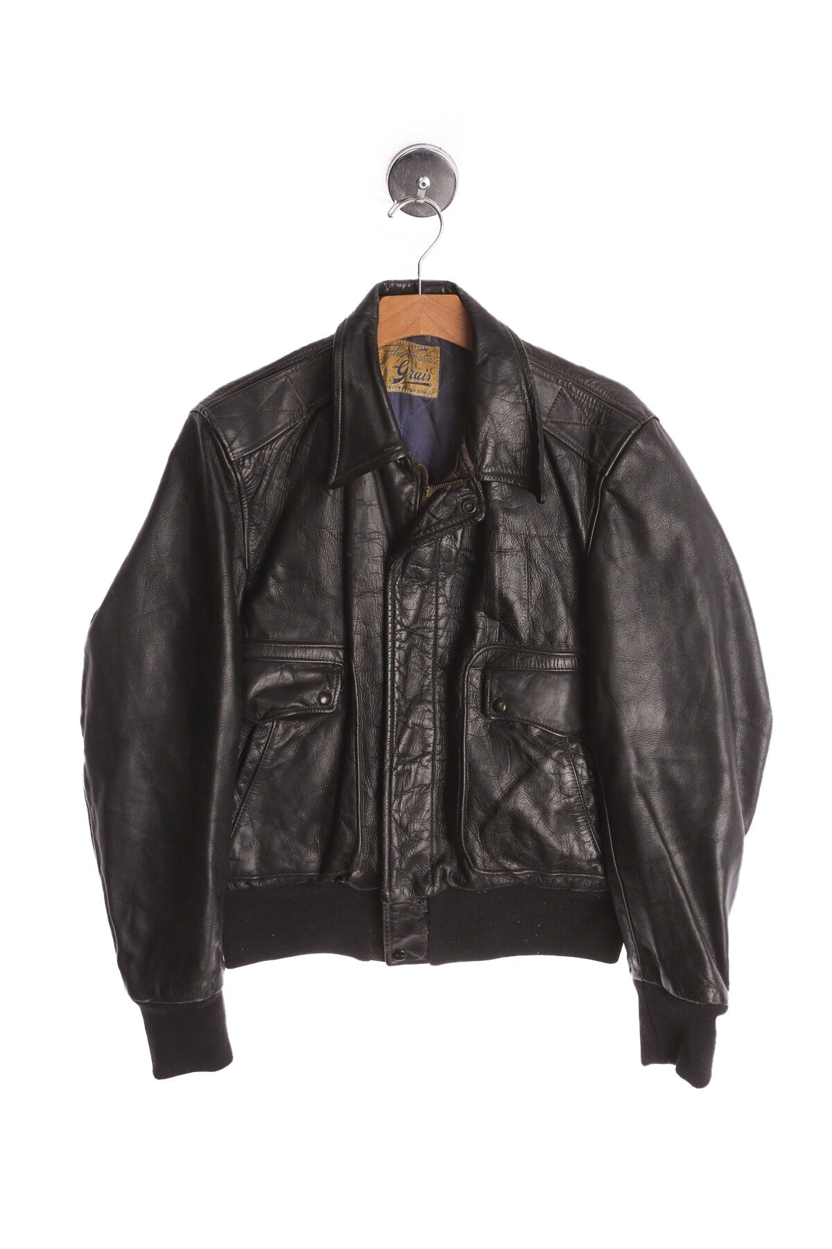 Vintage Men Black Leather Jacket - Flightmaster by Grais