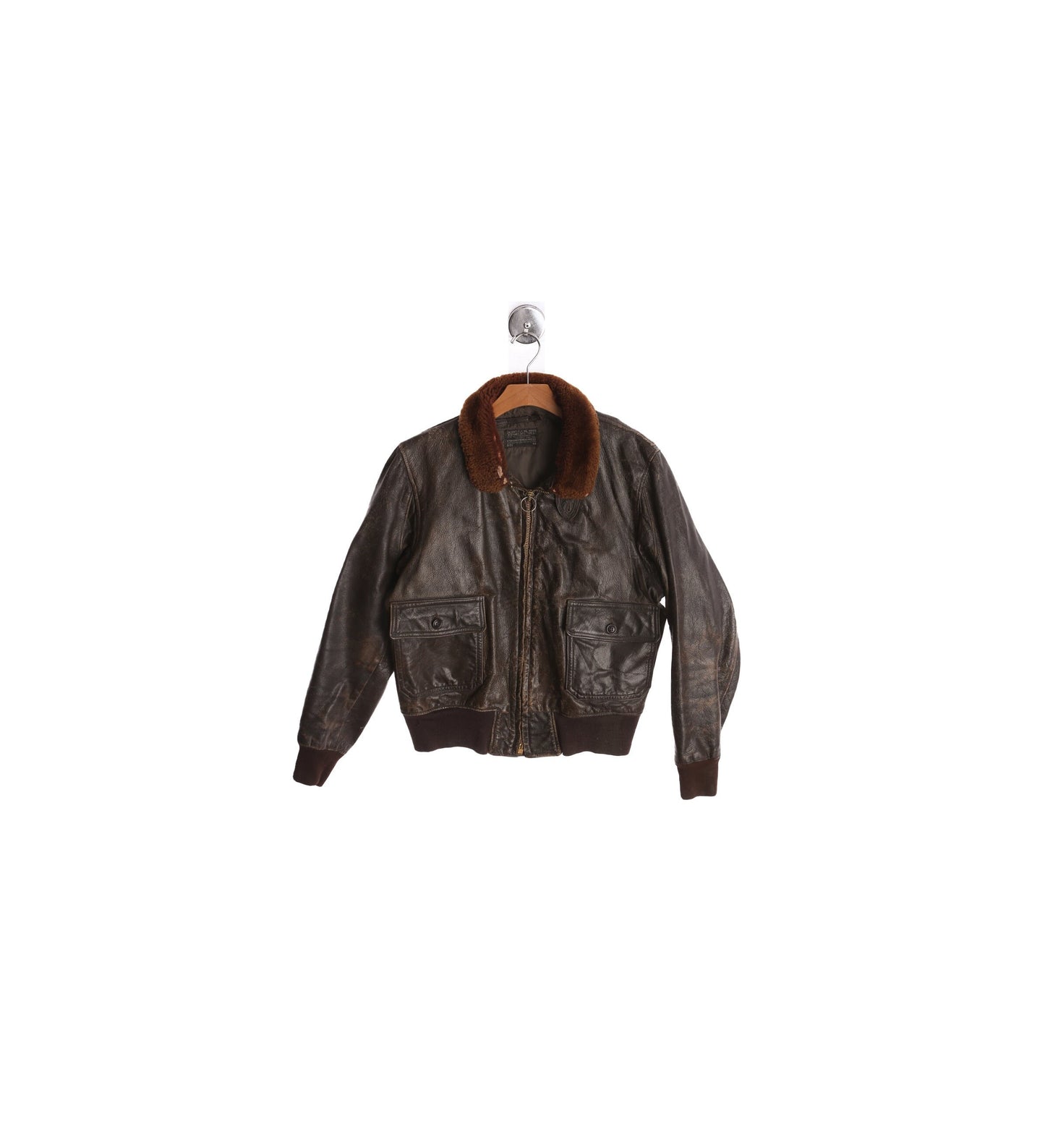 G-1 Brown Leather Bomber Jacket with Fur Collar - Era 1940s - 1950s