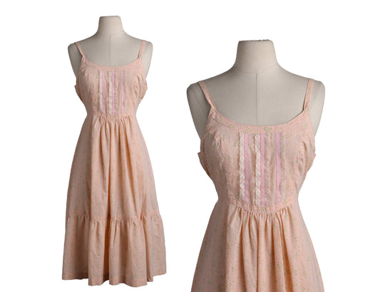 Women 70's Summer Dress - Floral Print
