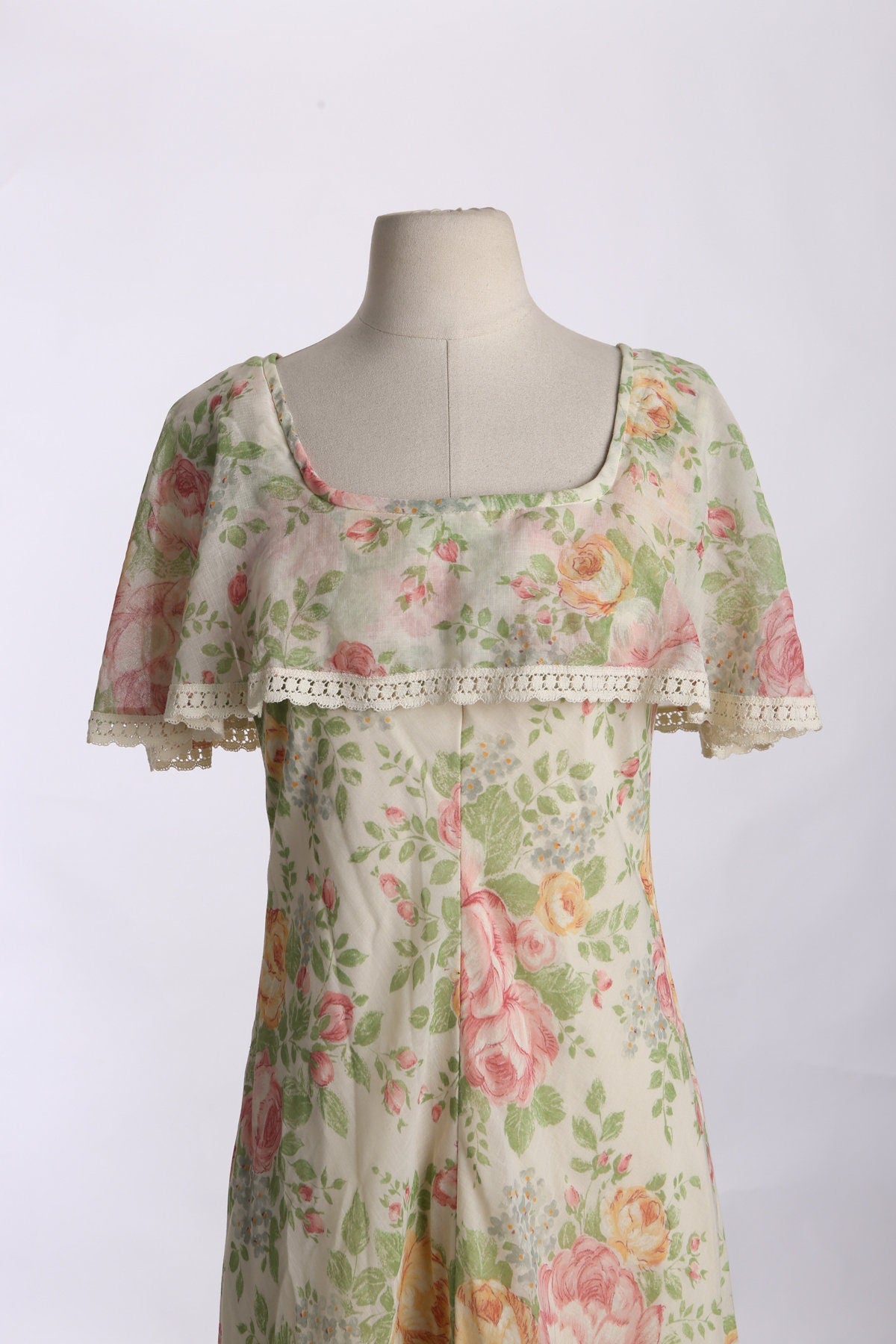 Vintage Floral Print Cotton Long Summer Dress