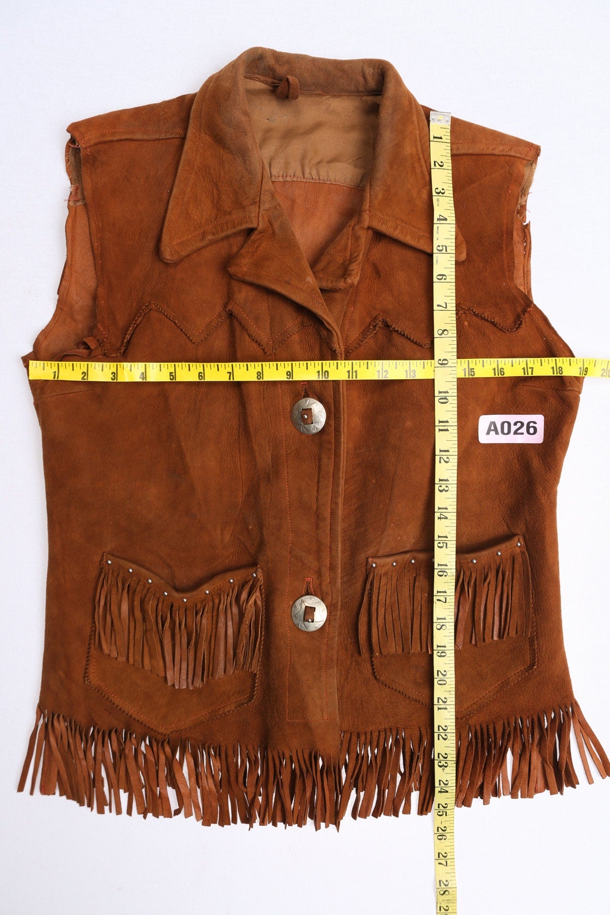 Vintage Women Brown Suede Western Vest - Era 40s - 50s