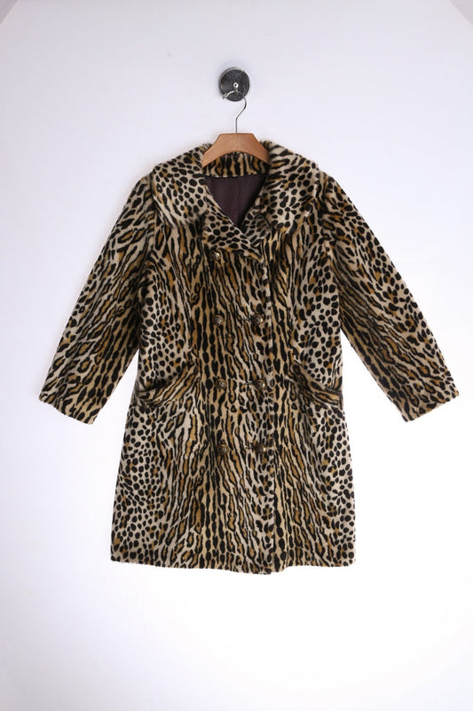 Vintage Leopard Print Faux Fur Coat from Safari and Styles Fairmoor - Fabric by La France - Era 50s - 60s