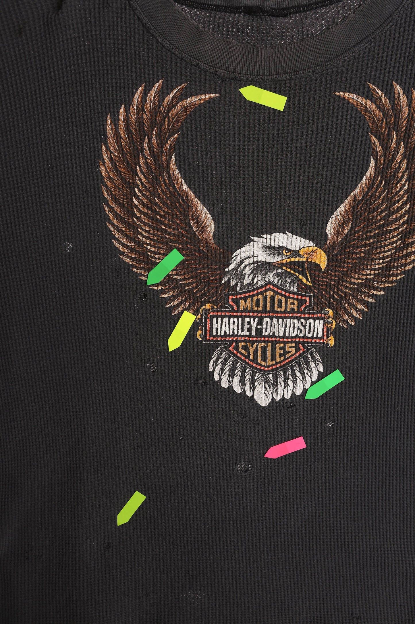 Vintage Harley Davidson Black Thermal T-shirt - Era 1970s - 1980s