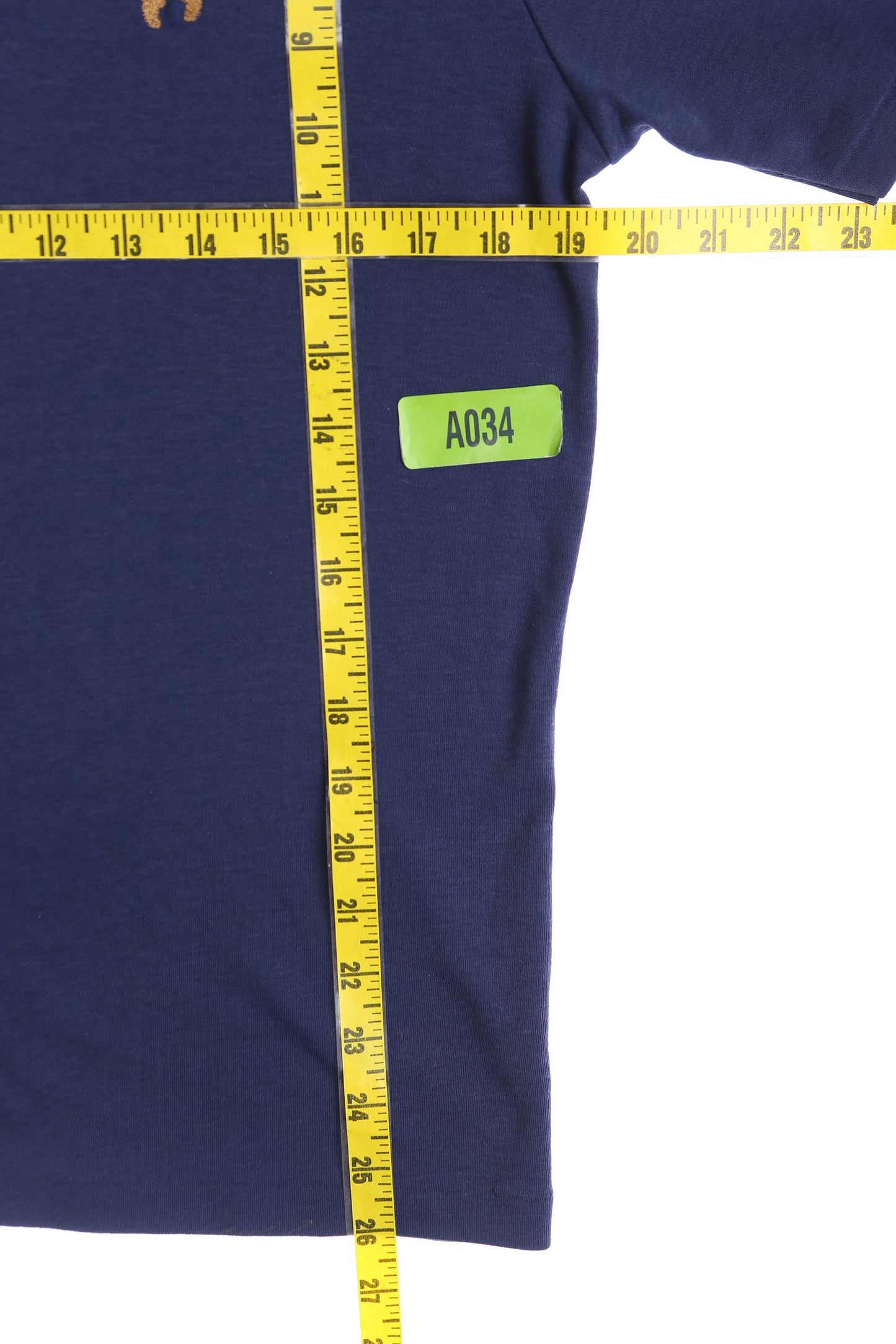 Vintage Blue Crew Neck T-shirt with Embroidered Small Feet