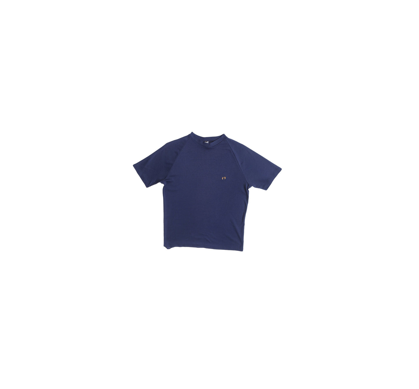 Vintage Blue Crew Neck T-shirt with Embroidered Small Feet