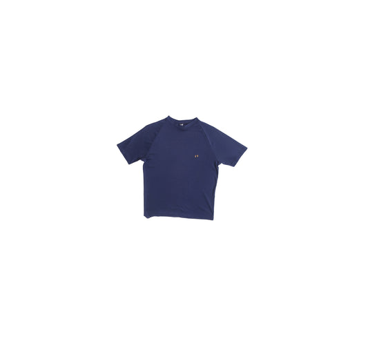 Vintage Blue Crew Neck T-shirt with Embroidered Small Feet