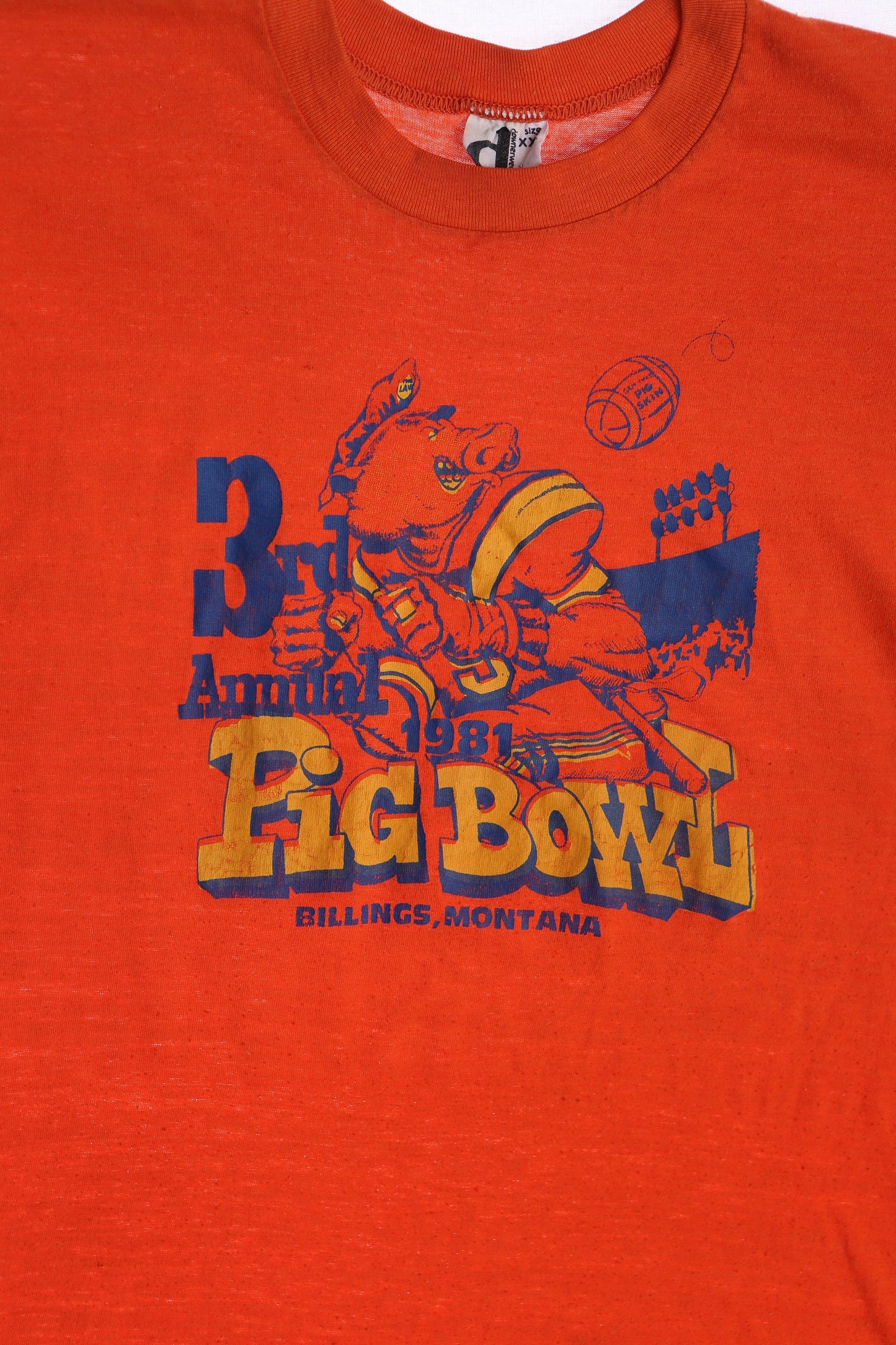 1981 Pig Bowl Orange Graphic T-shirt - Billings Montana