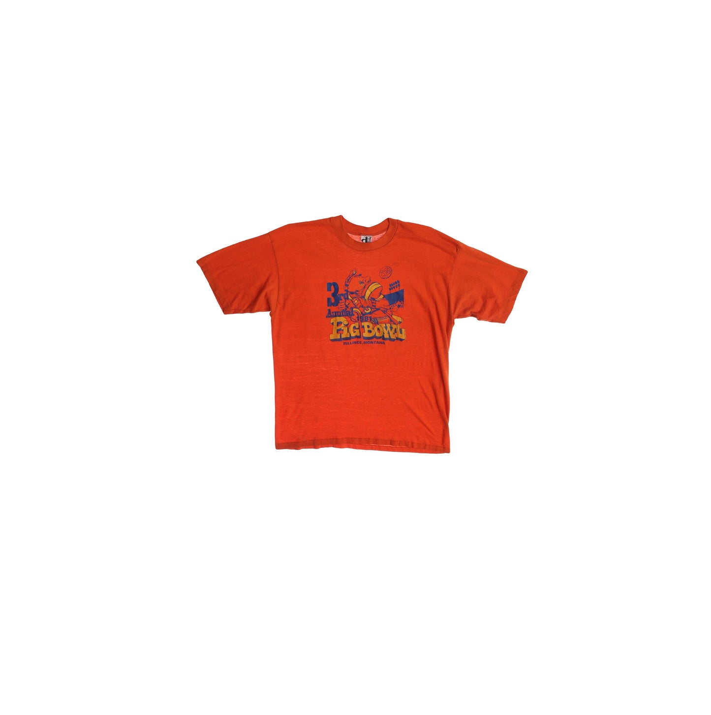 1981 Pig Bowl Orange Graphic T-shirt - Billings Montana