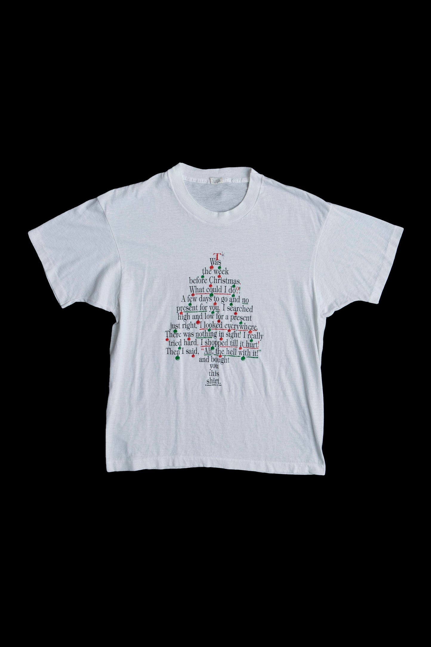 Vintage Christmas Graphic T-shirt with Christmas Tree Words Print