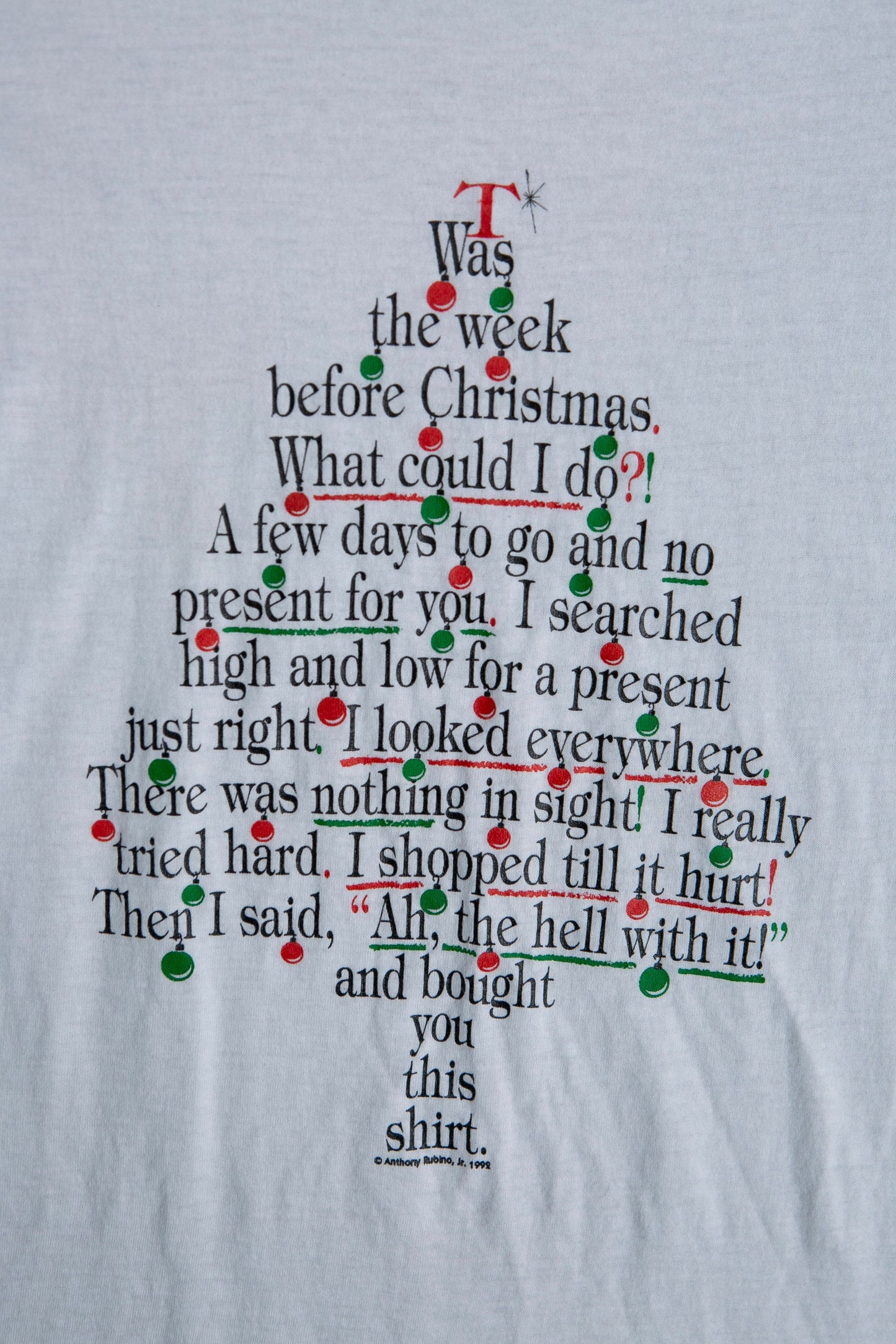 Vintage Christmas Graphic T-shirt with Christmas Tree Words Print
