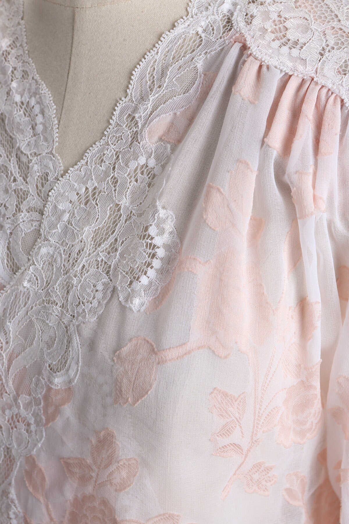 Vintage Night Gown Dress with Pink Floral Designs