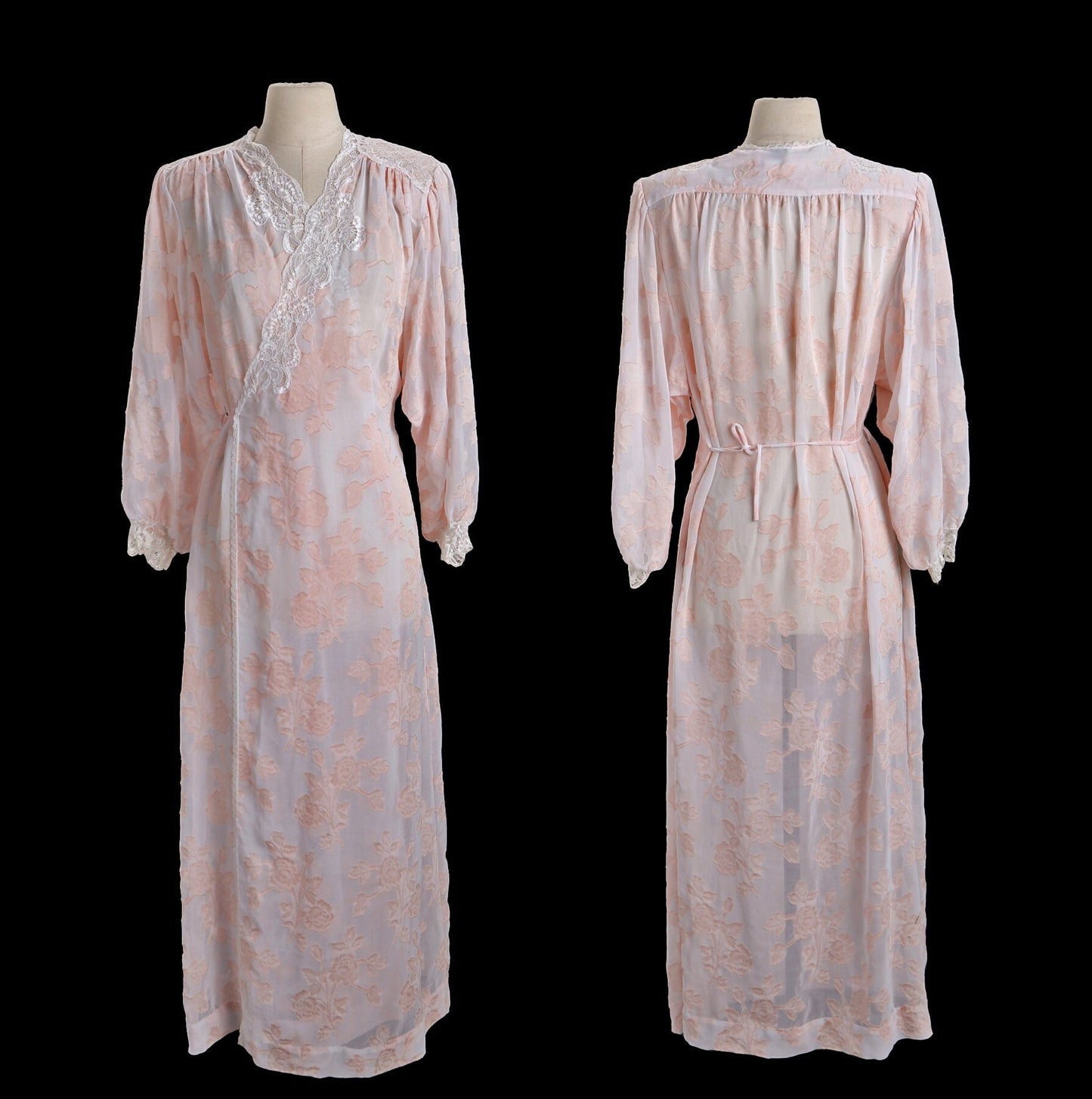 Vintage Night Gown Dress with Pink Floral Designs
