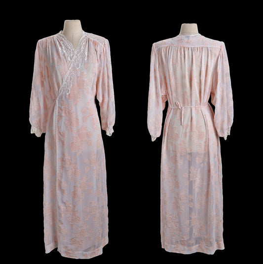 Vintage Night Gown Dress with Pink Floral Designs