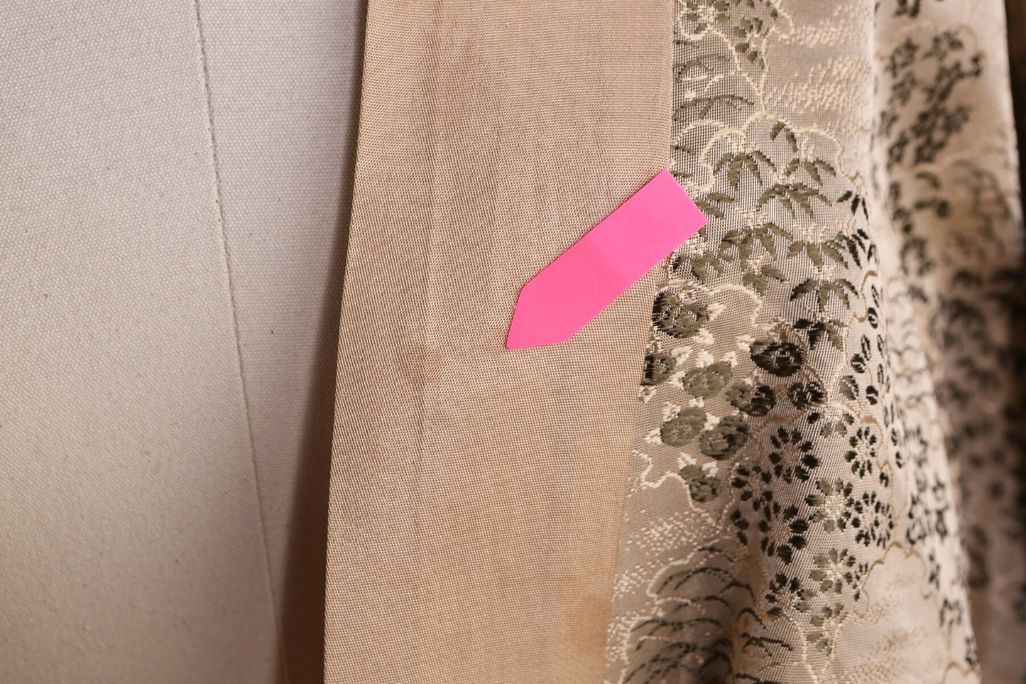 Vintage Brown Kimono Robe with Flower Pattern Details