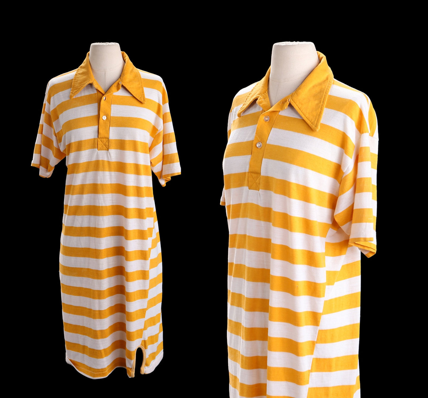 Vintage T-shirt-Dress Striped Yellow and White Pattern Print