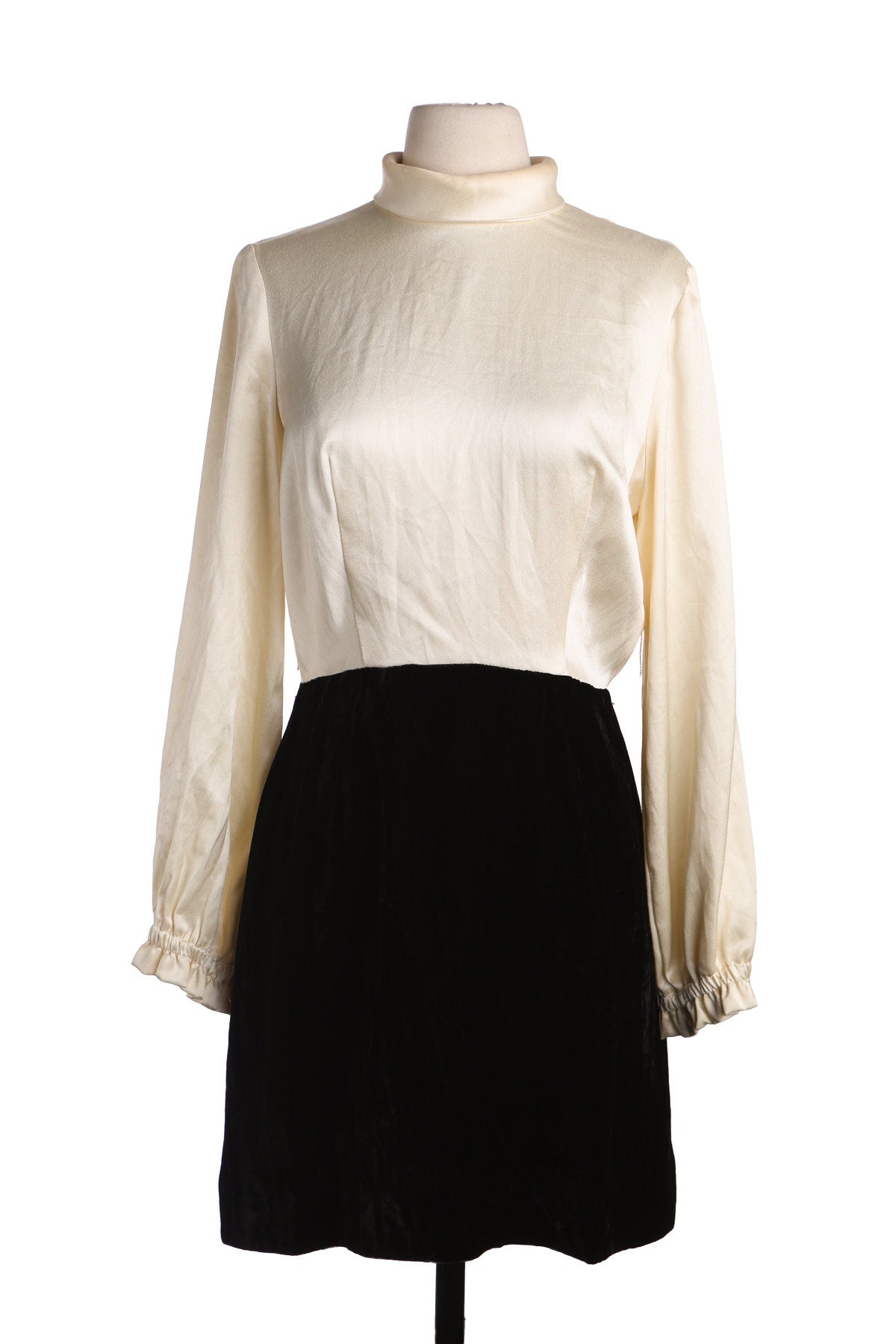 1980s Women Black and White Evening Party Dress