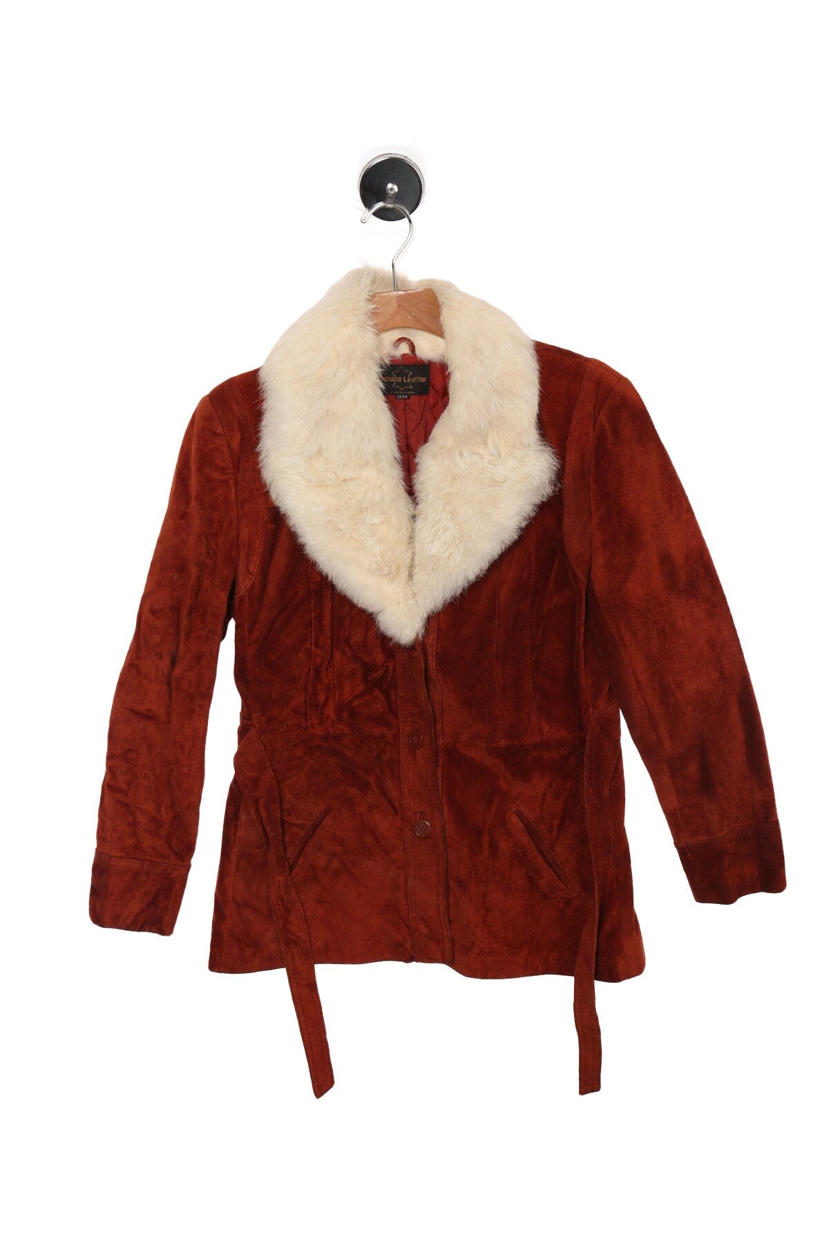 Women Fur Collar Suede Jacket - Era 1960s - 1970s