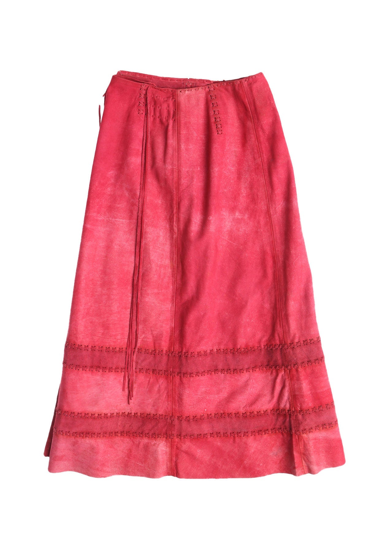 Women Pink Long Suede Skirt