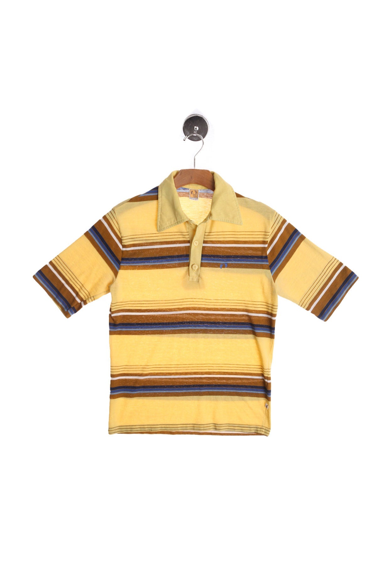 Hange Ten Yellow Striped Polo Shirt - Era 70s - 80s