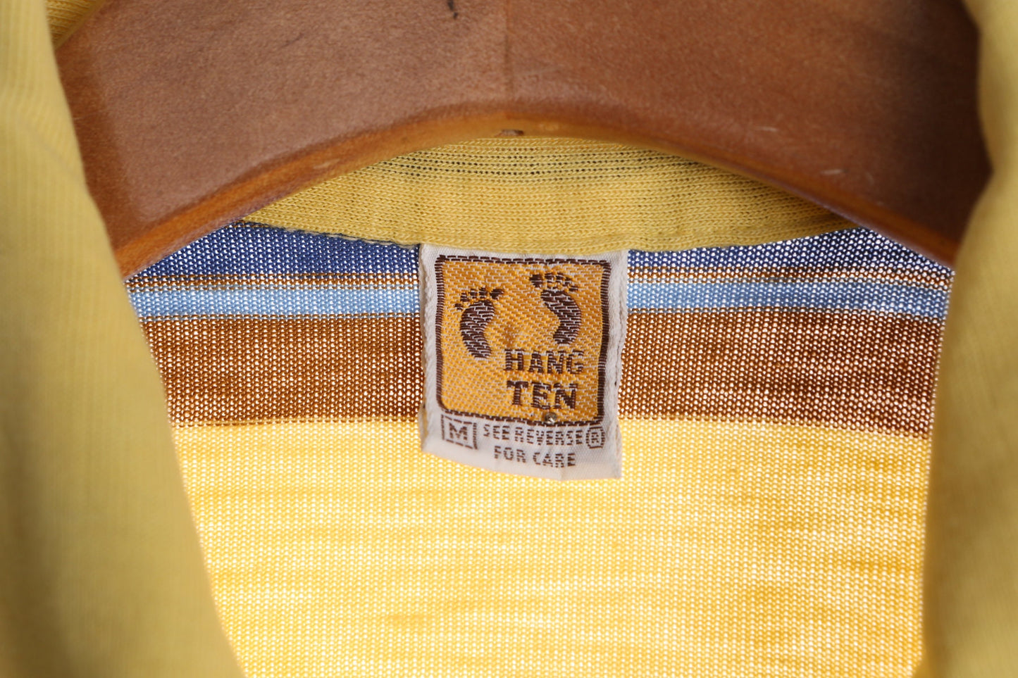 Hange Ten Yellow Striped Polo Shirt - Era 70s - 80s