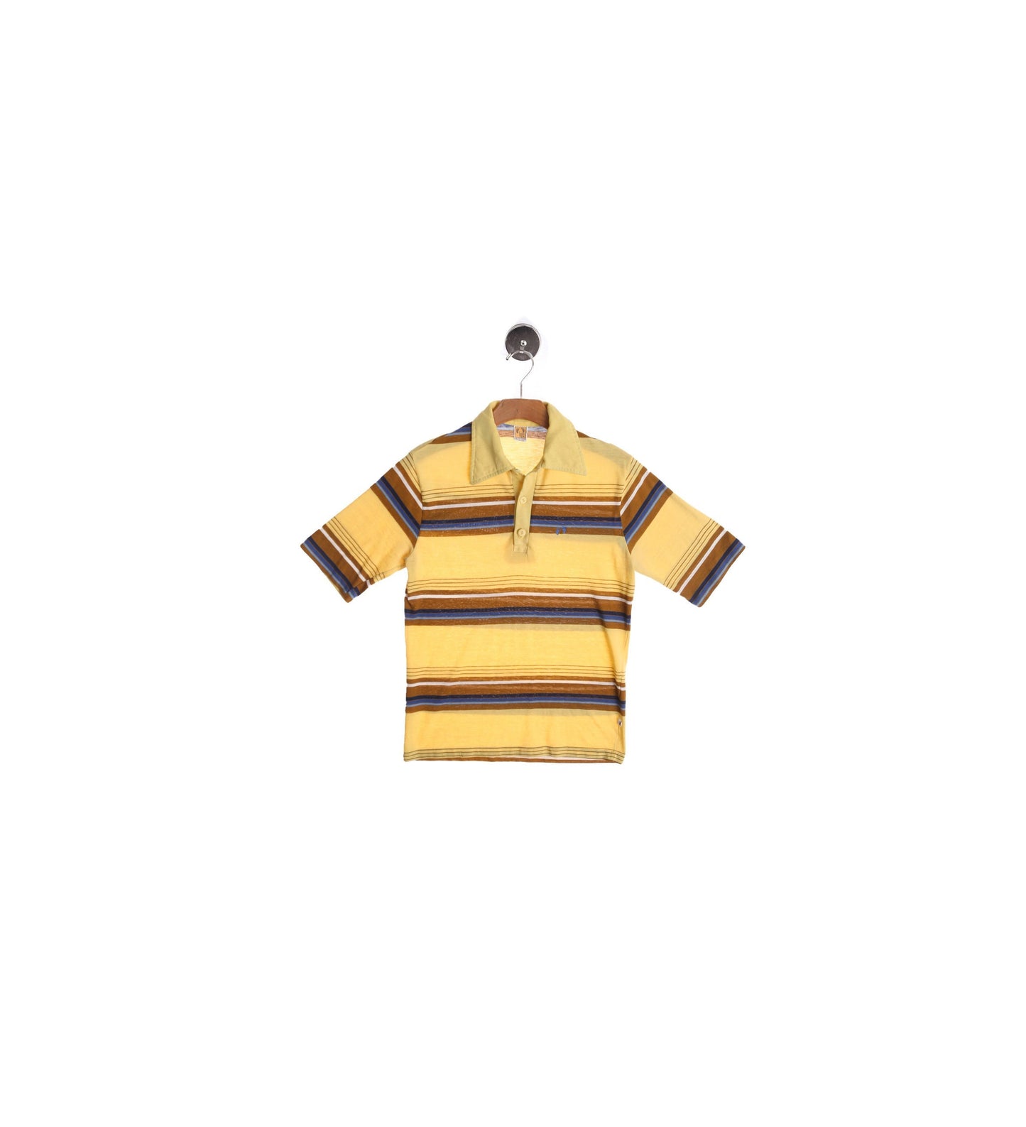 Hange Ten Yellow Striped Polo Shirt - Era 70s - 80s