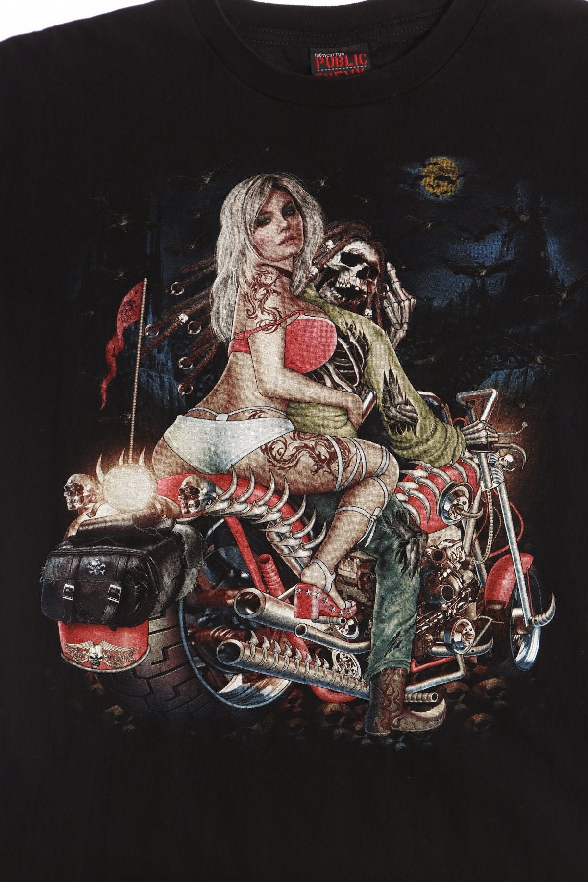 Biker Graphic T-shirt - Public Enemy Label - Skull rider