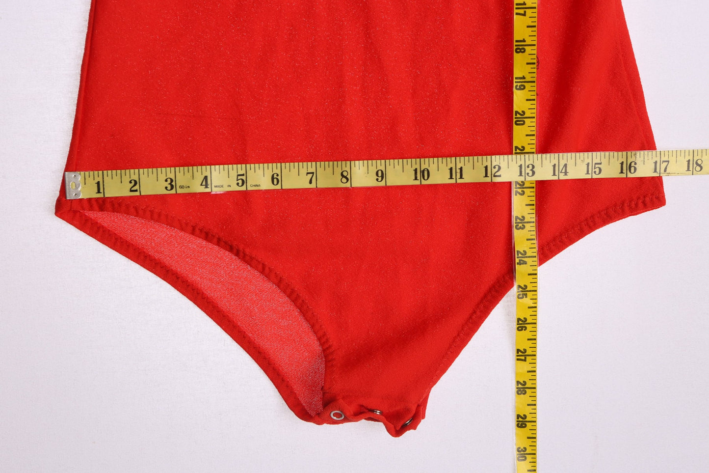 Women Red Poly Leotard with Collar Ruffles