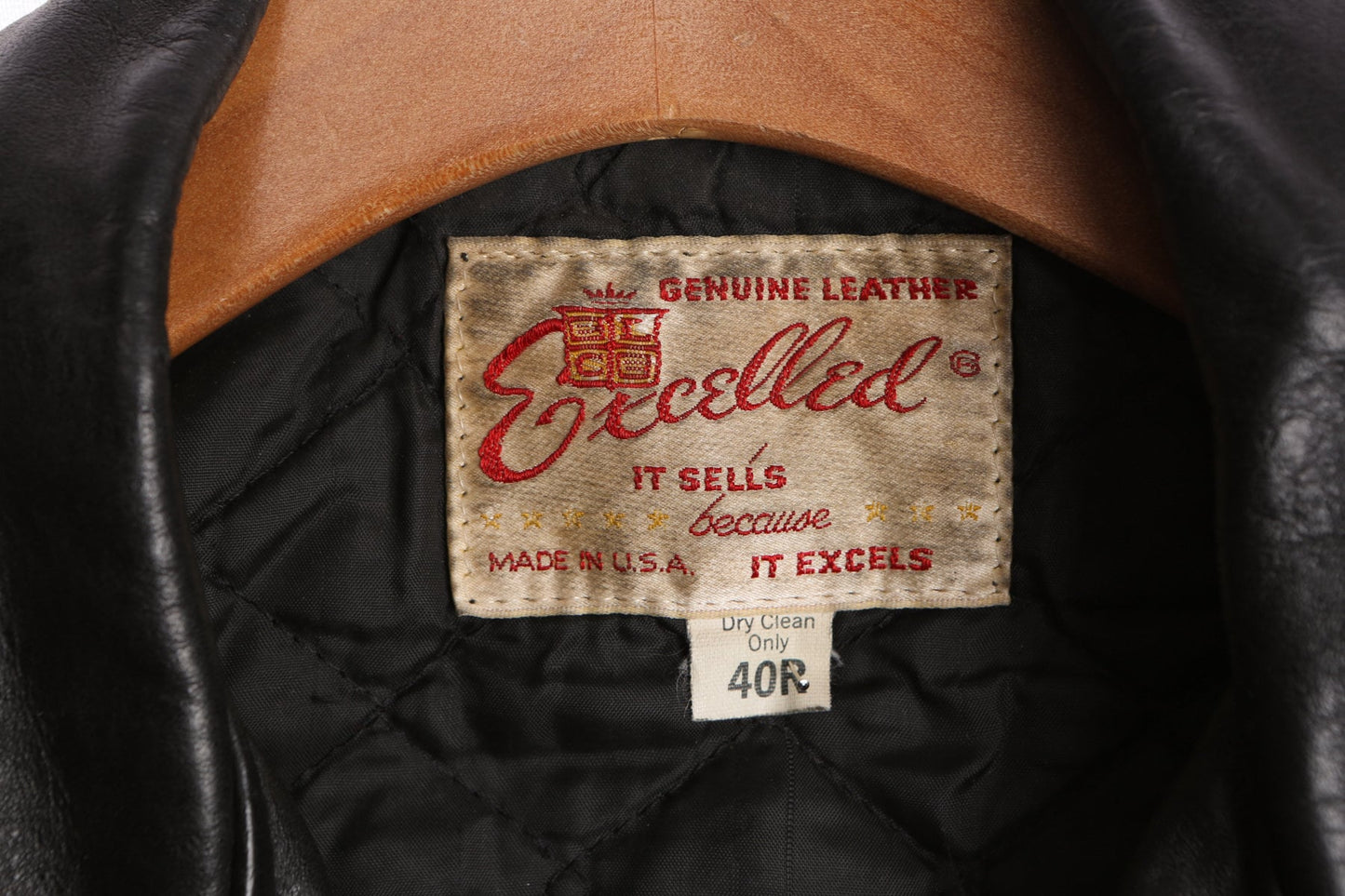 Vintage Black Biker Leather Jacket by Excelled - Made in USA - Era 1980s - 1990s