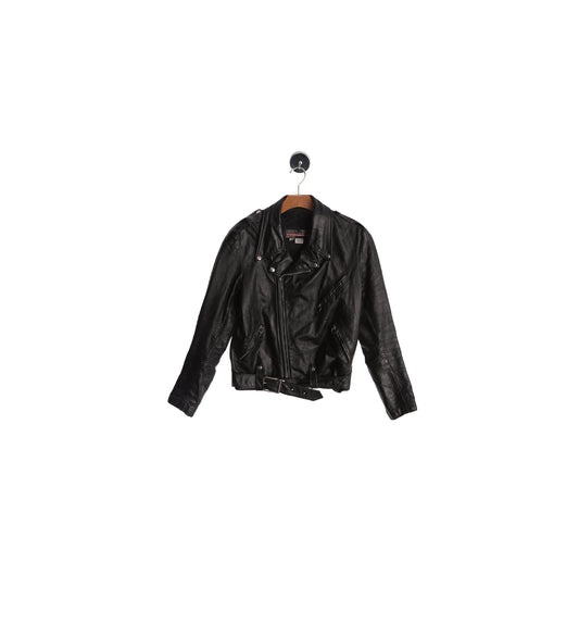 Men's Black Leather Biker Jacket - Made in USA - Brooks Label - Size 40