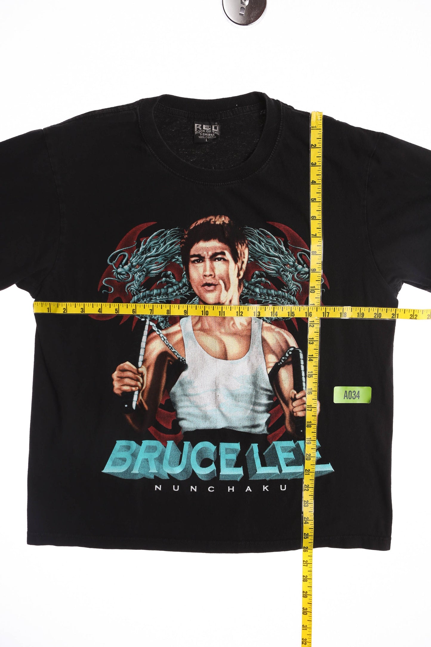 Vintage Bruce Lee Nunchaku Black Graphic T-shirt - Red Rock of the T-shirts Label