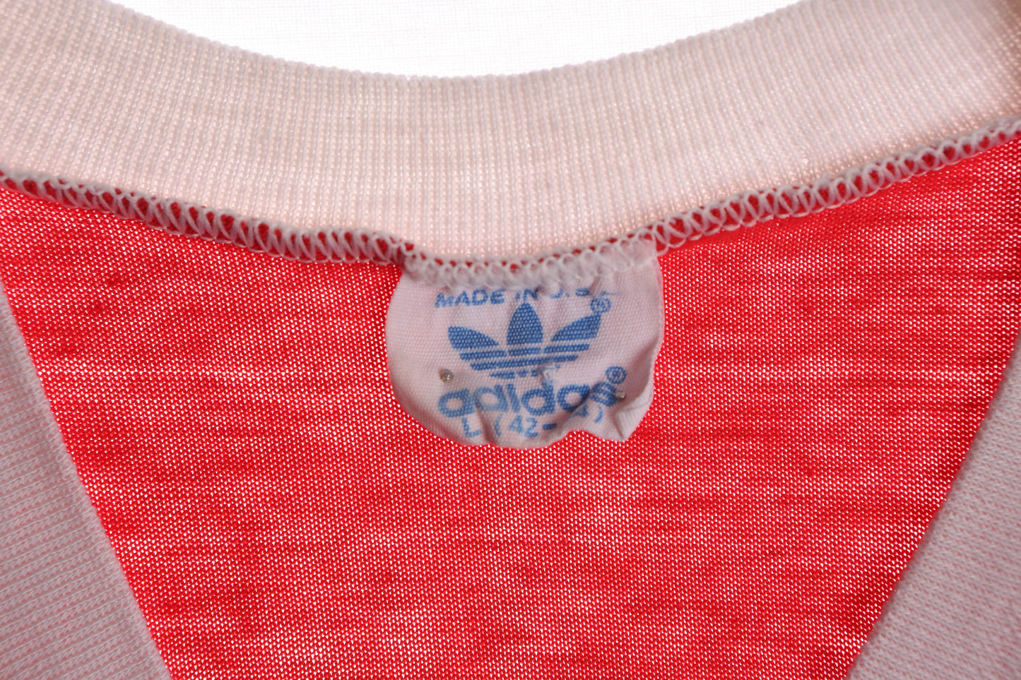 Vintage Adidas Red Striped Shirt - Era 70s - 80s - V Neck - Athletic