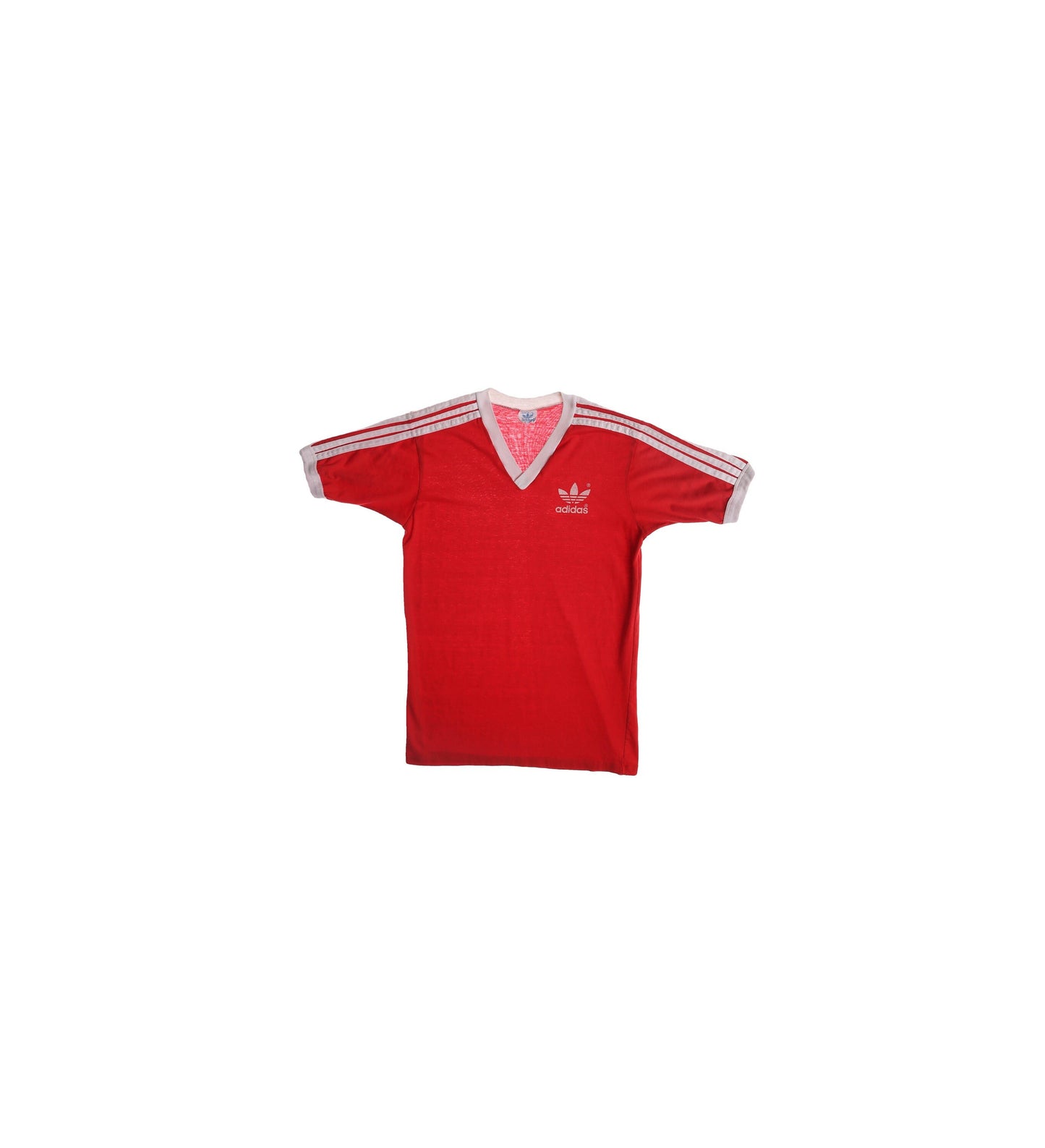 Vintage Adidas Red Striped Shirt - Era 70s - 80s - V Neck - Athletic